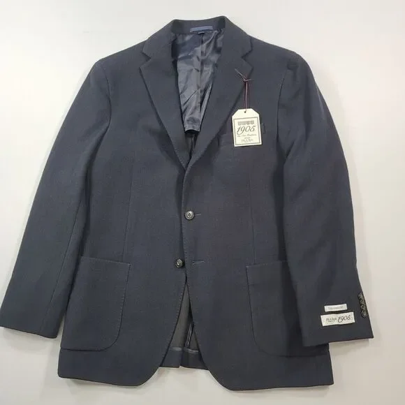 JoS A Bank Sport Coat Mens 42R 42‎ Midnight Blue Herringbone Tailored Fit 1905